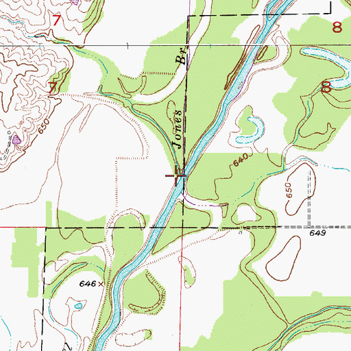 Topographic Map of Jones Branch, MO