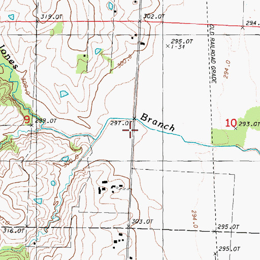 Topographic Map of Jones Branch School (historical), MO
