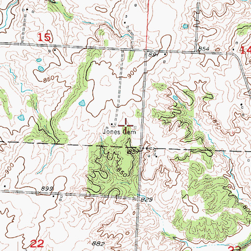 Topographic Map of Jones Cemetery, MO