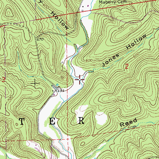 Topographic Map of Jones Hollow, MO