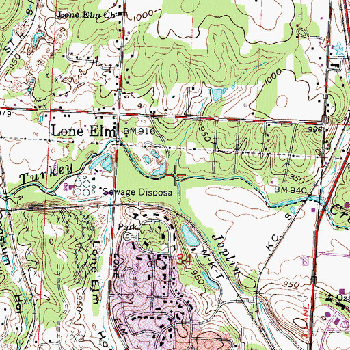 Topographic Map of Joplin Creek, MO