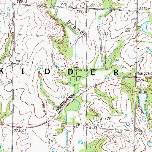 Topographic Map of Jordan Branch, MO
