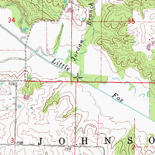 Topographic Map of Jordan Branch, MO