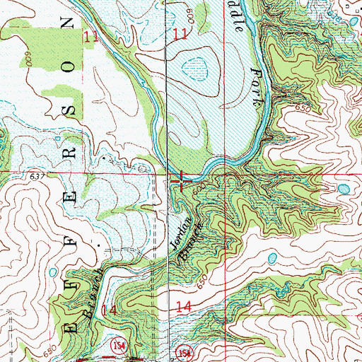 Topographic Map of Jordan Branch, MO