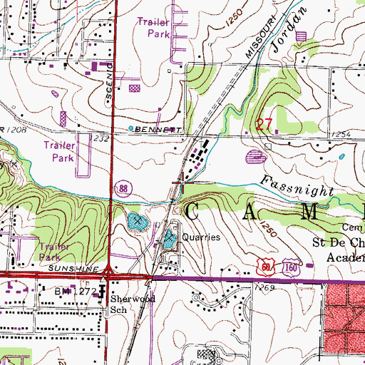 Topographic Map of Jordan Creek, MO