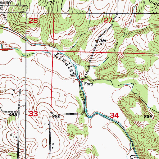 Topographic Map of Jordan Creek, MO