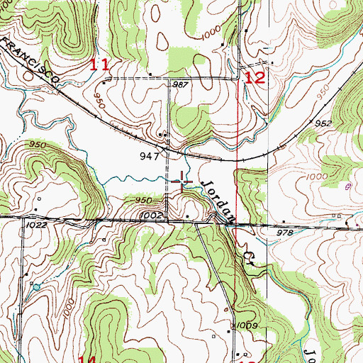 Topographic Map of Jordan Creek, MO