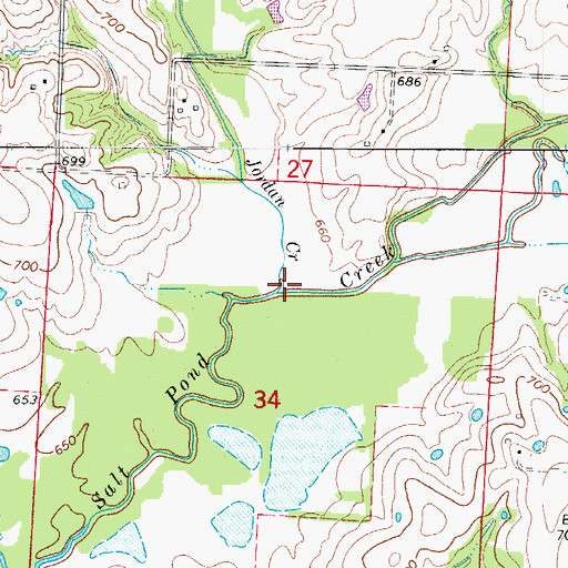 Topographic Map of Jordan Creek, MO