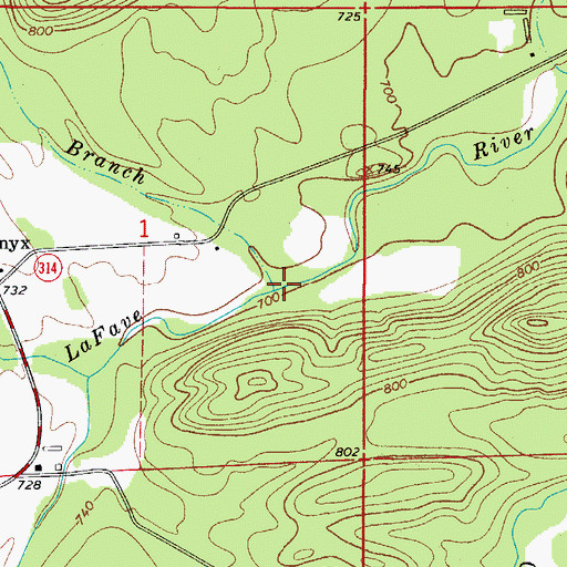 Topographic Map of Holland Branch, AR