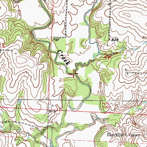 Topographic Map of Joslin Branch, MO