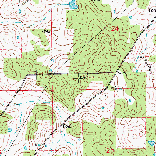 Topographic Map of Joy Church, MO