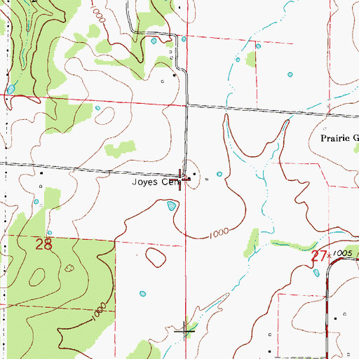 Topographic Map of Joyes Cemetery, MO