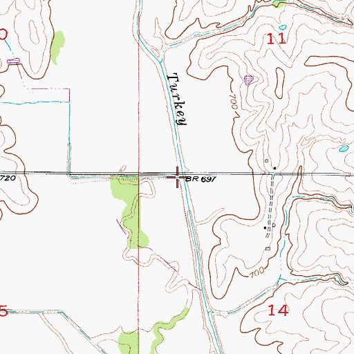 Topographic Map of Judd Branch, MO