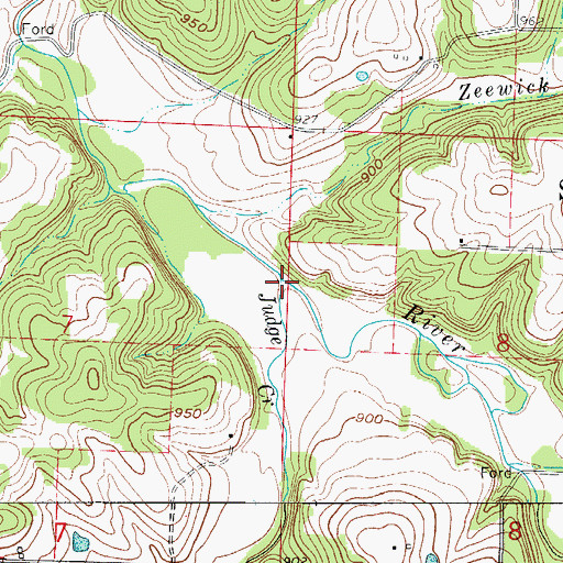 Topographic Map of Judge Creek, MO