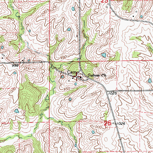 Topographic Map of Judson Church, MO