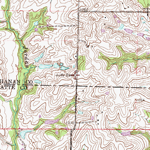 Topographic Map of Judy Cemetery, MO