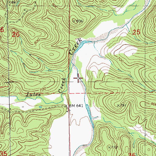 Topographic Map of Jules Creek, MO