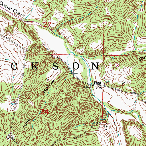 Topographic Map of Julia Hollow, MO