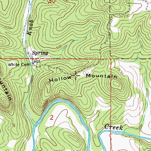 Topographic Map of Hollow Mountain, AR