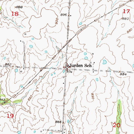 Topographic Map of Jurden School (historical), MO