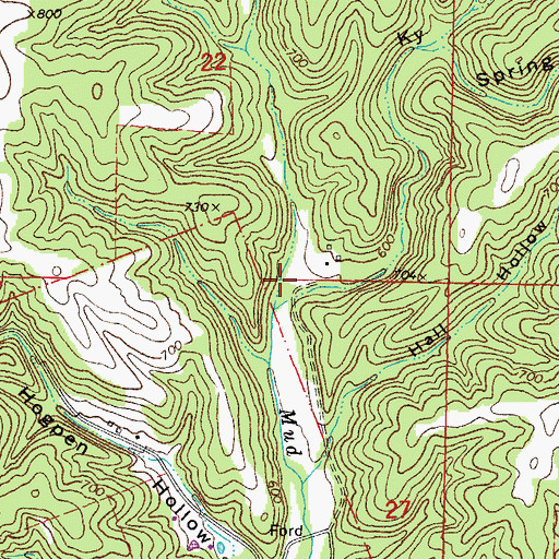 Topographic Map of K Y Spring Hollow, MO