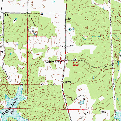 Topographic Map of Kahle Cemetery, MO
