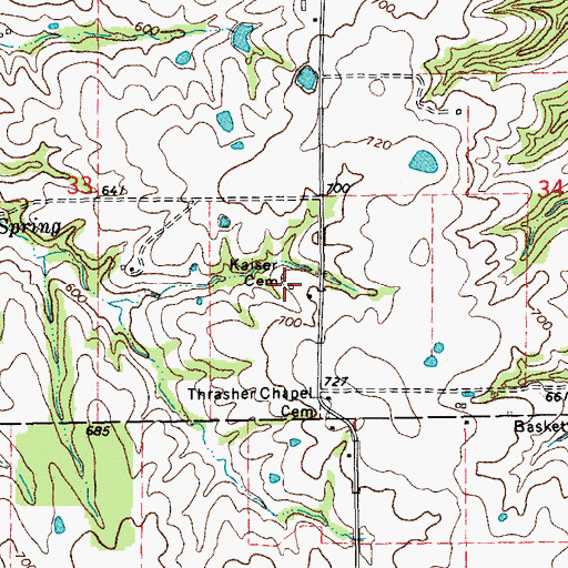 Topographic Map of Kaiser Cemetery, MO