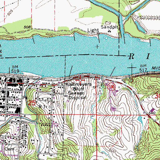 Topographic Map of Kallmeyers Bluff, MO
