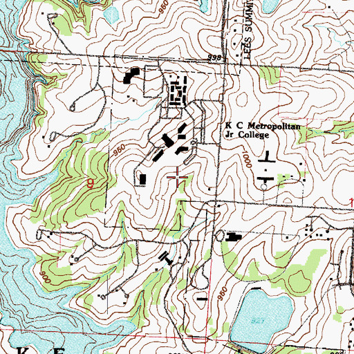 Topographic Map of Metropolitan Community College Longview Campus, MO