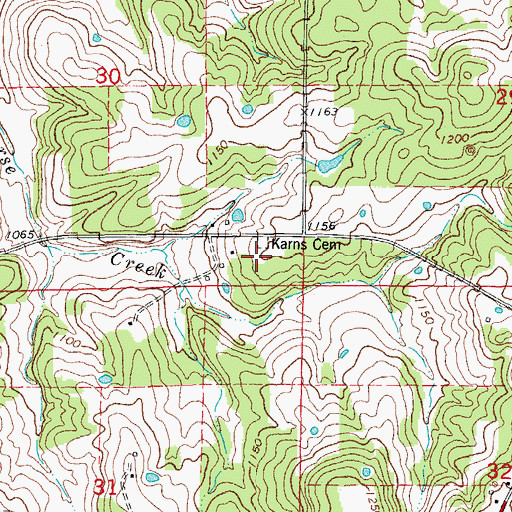 Topographic Map of Karns Cemetery, MO