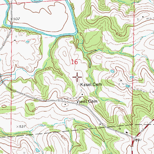 Topographic Map of Kasel Cemetery, MO