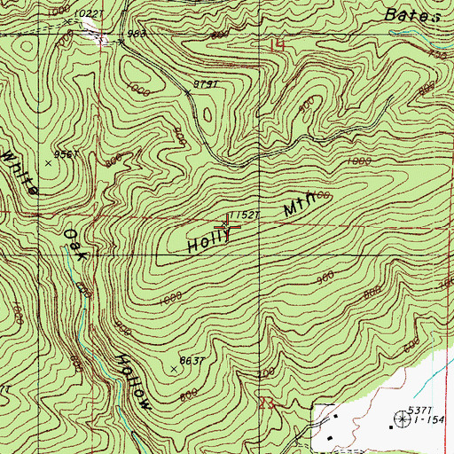 Topographic Map of Holly Mountain, AR