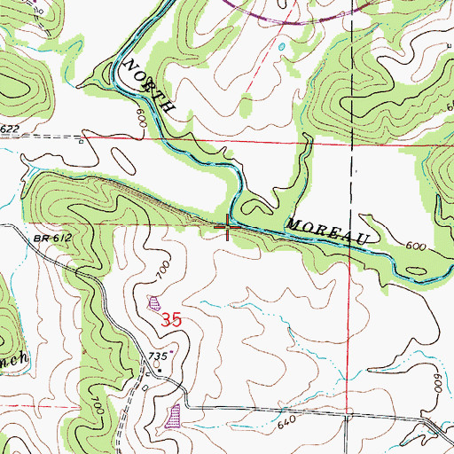 Topographic Map of Kautsch Branch, MO