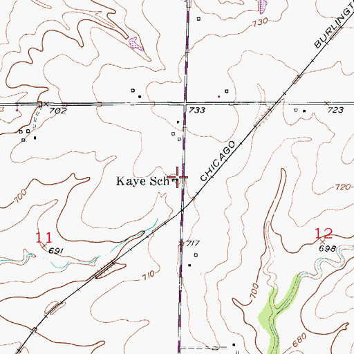 Topographic Map of Kaye School, MO