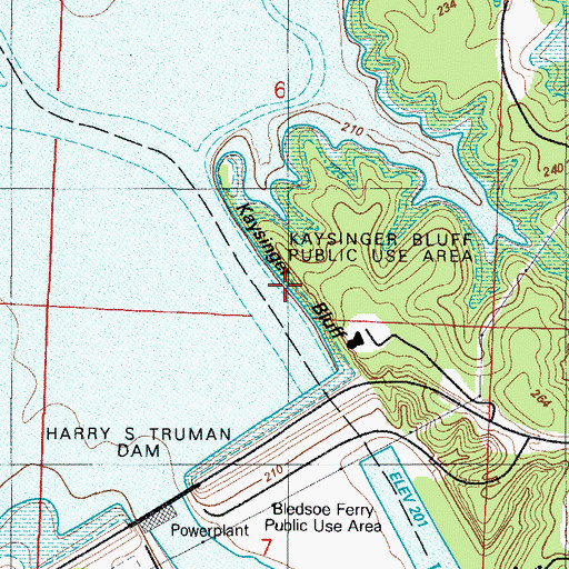 Topographic Map of Kaysinger Bluff, MO