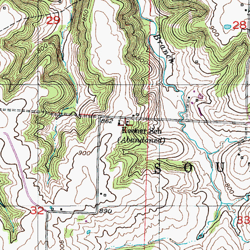 Topographic Map of Keener School (historical), MO