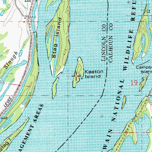 Topographic Map of Keeton Island, MO