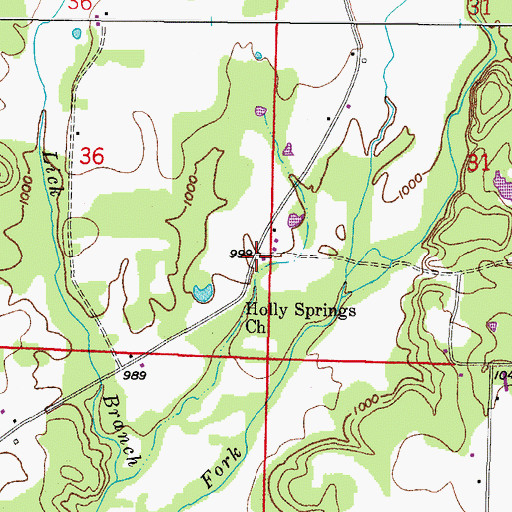 Topographic Map of Holly Springs Church, AR