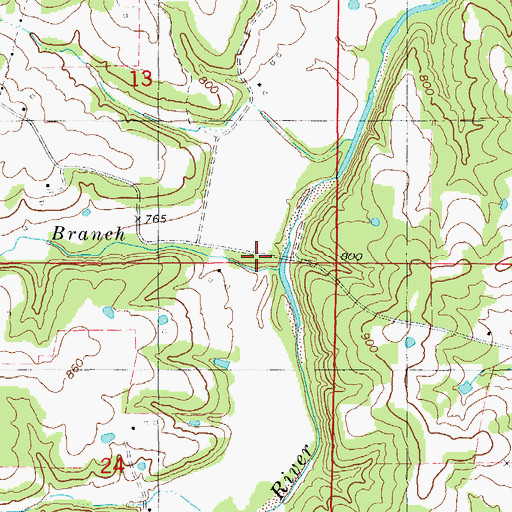 Topographic Map of Keiser Branch, MO