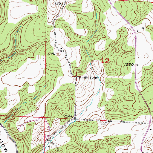 Topographic Map of Keith Cemetery, MO