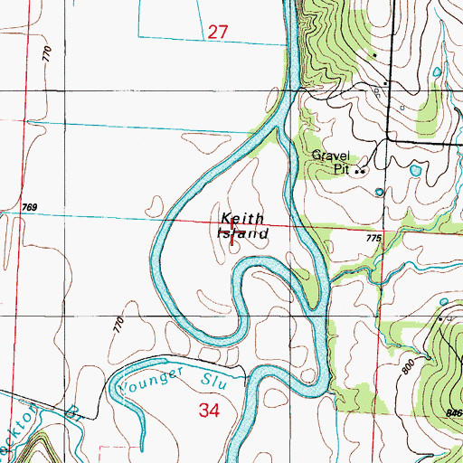 Topographic Map of Keith Island, MO