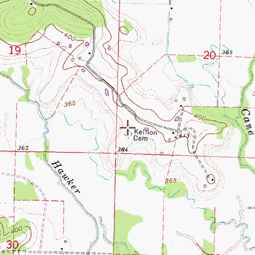 Topographic Map of Kellion Cemetery, MO