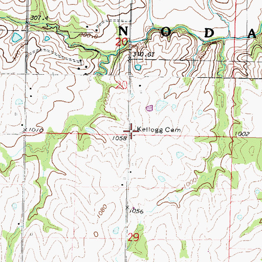 Topographic Map of Kellogg Cemetery, MO
