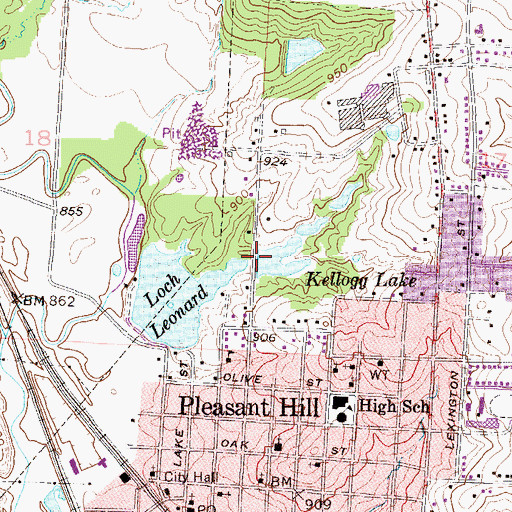 Topographic Map of Kellogg Lake, MO