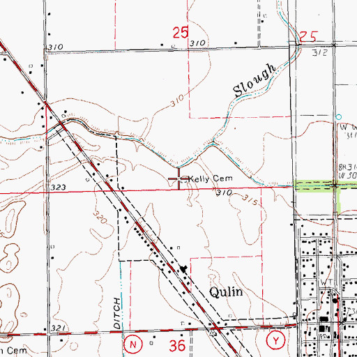 Topographic Map of Kelly Cemetery, MO