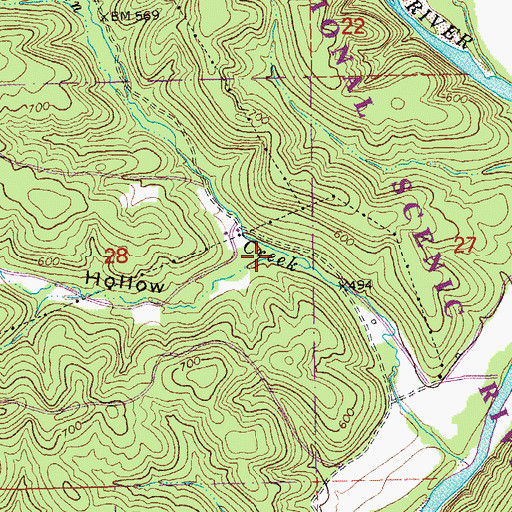 Topographic Map of Kelly Hollow, MO