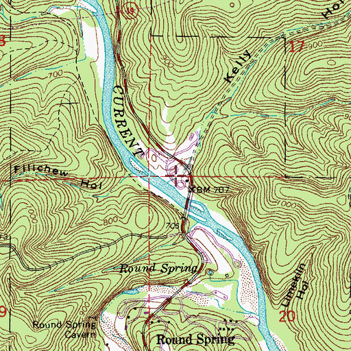 Topographic Map of Kelly Hollow, MO