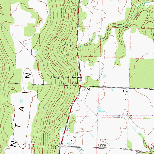 Topographic Map of Holy Ghost Church, AR