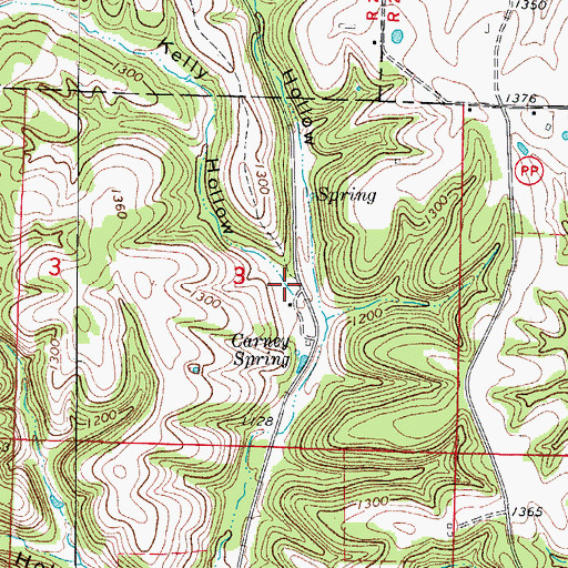 Topographic Map of Kelly Hollow, MO