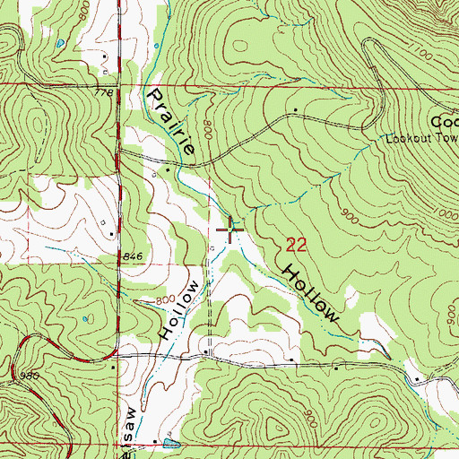 Topographic Map of Kelsaw Hollow, MO